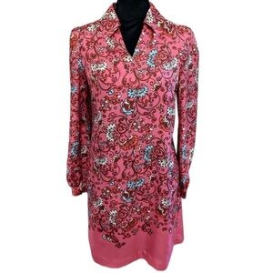 Lilly Pulitzer Wayles hotty pink ring my chimes 100% silk tunic shirt dress